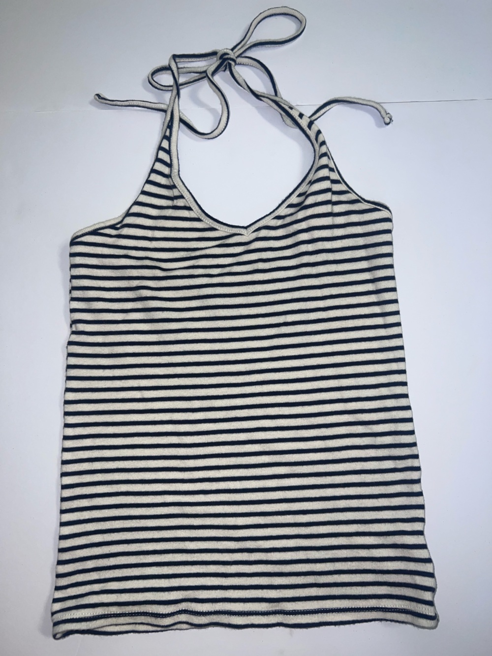 American Eagle Outfitters Navy and White Striped Halter Tank